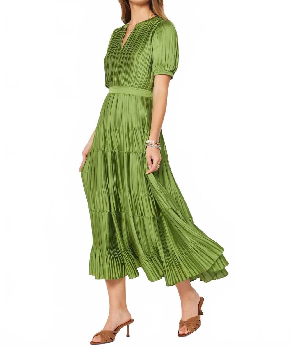 NEW CURRENT AIR pleated maxi dress in olive - Picture 3 of 5
